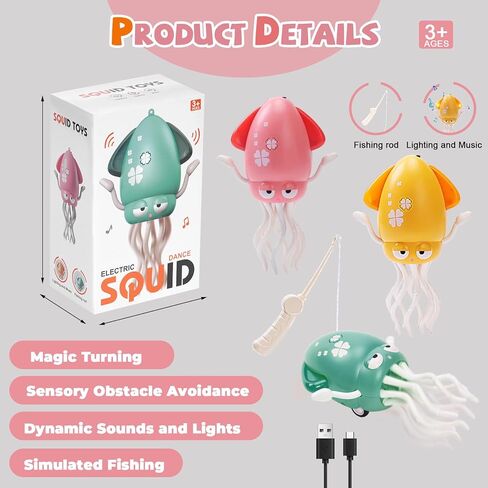 رقص لعبة Squid Toy Octopus ، Tummy Time Crawling Crawling Octopus Baby Toys ، Dancing Leyfish Toy مع LED Music Crazy 8 Leg For Kids Gift in Kuwait