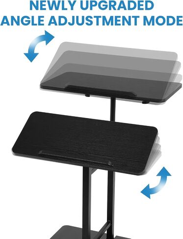 عربة كمبيوتر 23.6 بوصة-لا يوجد مكتب للجلوس ، مكتب الكمبيوتر المحمول القابل للتعديل زاوية الارتفاع ، مكتب محمول لتوفير الفضاء مع عجلات لحرف ودراسة المكتب المنزلي ، الأسود in Saudi Arabia