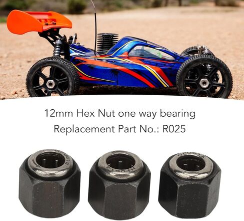 3pcs12mm Hex Nut Nut One Way One Bearing R025 مصمم لـ VX 16 18 SH 21 RC Car Excessories Engines مناسبة لـ 1/10 RC CAR in Kuwait