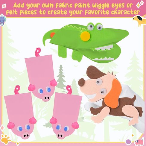 Soulchen 24 Pcs DIY Hand Puppets, Canvas Hand Puppet Making Kit DIY Arts and Crafts Sewing Projects for Fun Home Activities Classes Storytelling Party Favors in Kuwait