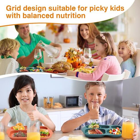 DYB DONGYONGBAO 12 Inch (8PCS) Unbreakable Divided Plates for Kids Adults, Wheat Straw Dividers Plates, Reusable Compartment Plates,Dishwasher & Microwave Safe in Saudi Arabia