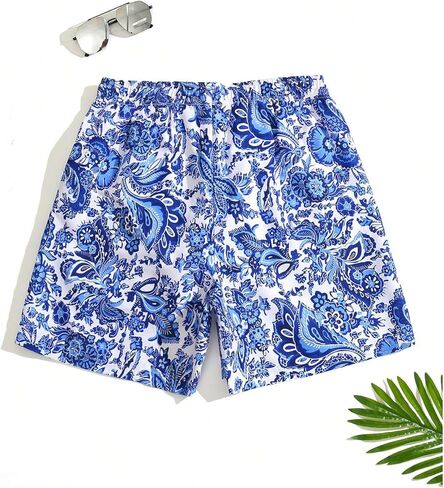 WDIRARA Men's Graphic Drawstring Casual Summer Beach Boho Cool Shorts with Pocket in Saudi Arabia
