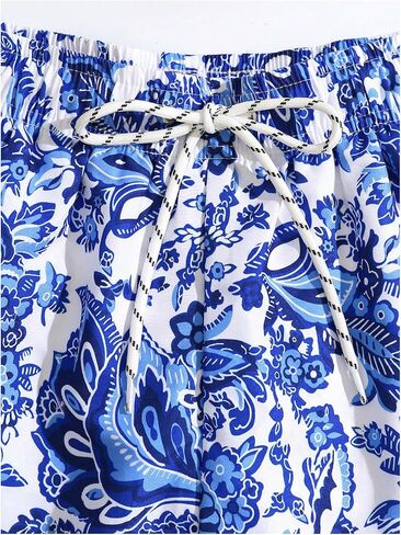 WDIRARA Men's Graphic Drawstring Casual Summer Beach Boho Cool Shorts with Pocket in Saudi Arabia