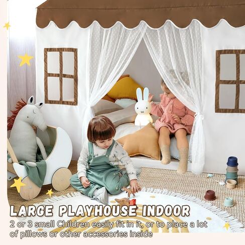 خيمة الأطفال مع حصيرة ، خيمة لعب الأطفال للأطفال الصغار ، 57 "L x 35.5" W × 53 "H ، خيام الأطفال الصغار للفتيات ، كوخ خيمة كبيرة - مسرح داخلي للأولاد (براون) in Kuwait