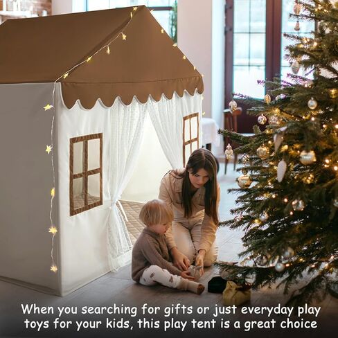 خيمة الأطفال مع حصيرة ، خيمة لعب الأطفال للأطفال الصغار ، 57 "L x 35.5" W × 53 "H ، خيام الأطفال الصغار للفتيات ، كوخ خيمة كبيرة - مسرح داخلي للأولاد (براون) in Kuwait