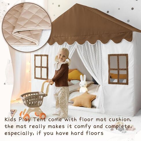 خيمة الأطفال مع حصيرة ، خيمة لعب الأطفال للأطفال الصغار ، 57 "L x 35.5" W × 53 "H ، خيام الأطفال الصغار للفتيات ، كوخ خيمة كبيرة - مسرح داخلي للأولاد (براون) in Kuwait