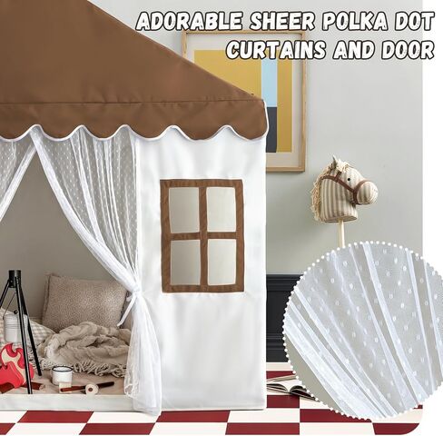 خيمة الأطفال مع حصيرة ، خيمة لعب الأطفال للأطفال الصغار ، 57 "L x 35.5" W × 53 "H ، خيام الأطفال الصغار للفتيات ، كوخ خيمة كبيرة - مسرح داخلي للأولاد (براون) in Kuwait