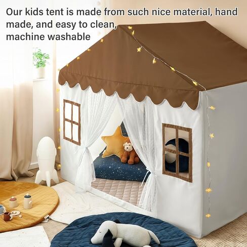 خيمة الأطفال مع حصيرة ، خيمة لعب الأطفال للأطفال الصغار ، 57 "L x 35.5" W × 53 "H ، خيام الأطفال الصغار للفتيات ، كوخ خيمة كبيرة - مسرح داخلي للأولاد (براون) in Kuwait
