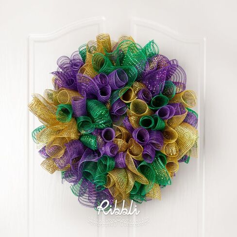 Ribbli 2 Rolls White Mesh Ribbon ، 10 بوصات × 30 قدمًا (10 يارد) كل لفة ، أبيض معدني مع رقائق قزحي in Kuwait