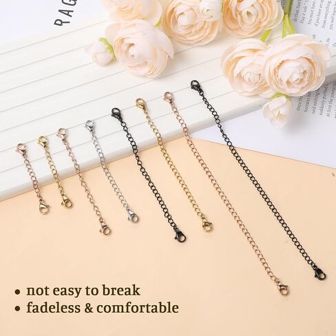 16Pcs Necklace Extenders for Women Necklace Extension Connector Lobster Claw Jewelry Chain Stainless Steel Chain Extenders Assorted Sizes Colors for Necklaces, Bracelet and Anklet Jewelry Making in Saudi Arabia