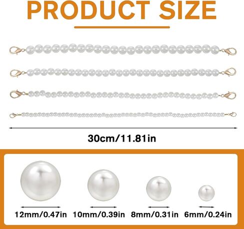 Piriuuo 4 Pcs Pearl Hat Chains, Trucker Hat Chains Bill Decoration for Women Man Metal Detachable Chain Trucket Hats Charms for DIY Tennis Baseball Cap Truckers Accessories (Gold, Pearl) in Saudi Arabia