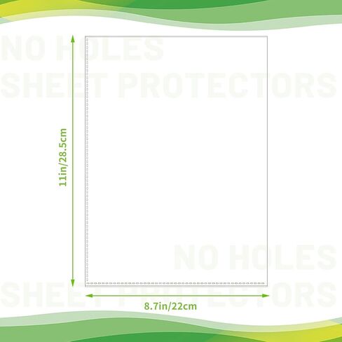 50 Pack No Holes Clear Sheet Protectors, Letter Size 8.5 x 11 Inch, Plastic Sheet Sleeves, Top Loading Paper Protector, Archival Safe for Documents and Photos in Saudi Arabia