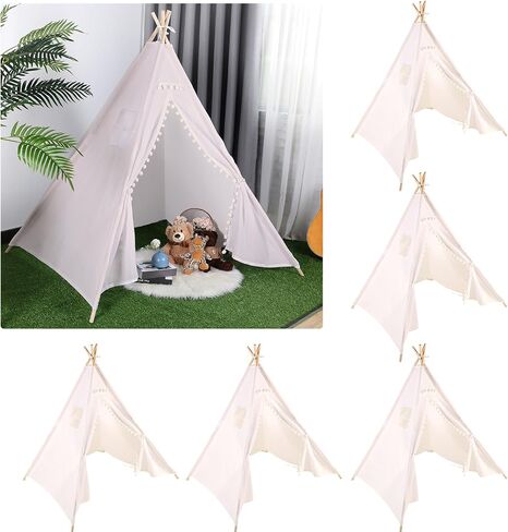 Windyun 6 Pcs Kids Teepee Tent Foldable Washable Indoor Outdoor for Boys Girls Toddler Boho Sleepovers Birthday Pajama Party Spa Supplies (63 Inch,Teal, Light Purple) in Saudi Arabia