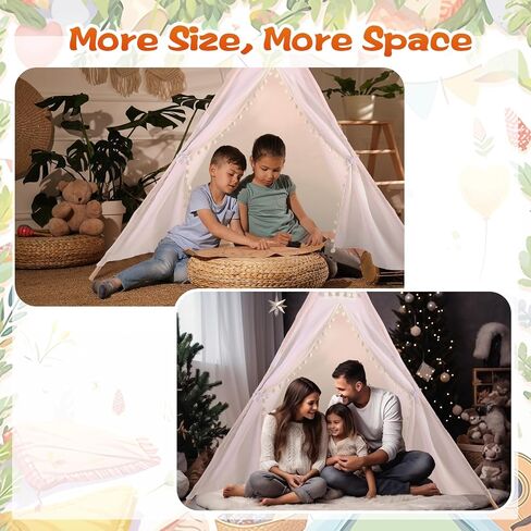 Windyun 6 Pcs Kids Teepee Tent Foldable Washable Indoor Outdoor for Boys Girls Toddler Boho Sleepovers Birthday Pajama Party Spa Supplies (63 Inch,Teal, Light Purple) in Saudi Arabia