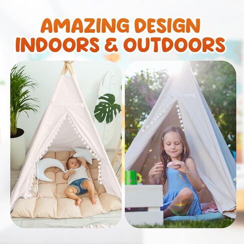 Windyun 6 Pcs Kids Teepee Tent Foldable Washable Indoor Outdoor for Boys Girls Toddler Boho Sleepovers Birthday Pajama Party Spa Supplies (63 Inch,Teal, Light Purple) in Saudi Arabia
