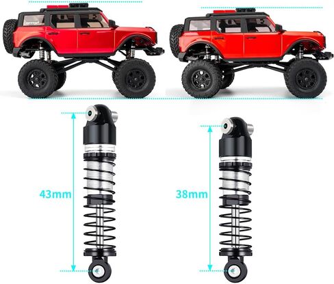 1/24 صدمات سيارة الألمنيوم RC 38 ملم مثبط امتصاص تم امتصاصه لجميع محوري SCX24 AXI90081 Deadbolt C10 JLU Gladiator Bronco in Kuwait