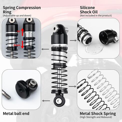 1/24 صدمات سيارة الألمنيوم RC 38 ملم مثبط امتصاص تم امتصاصه لجميع محوري SCX24 AXI90081 Deadbolt C10 JLU Gladiator Bronco in Kuwait