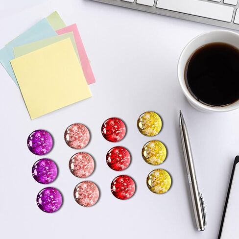Glitter Gold Glass Magnets for Whiteboard/Locker/Fridge/Office Cabinet Decorations,Round Golden Refrigerator Magnets for Lady in Saudi Arabia
