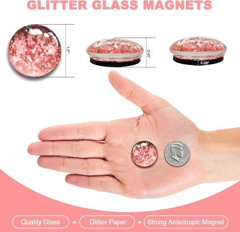Glitter Gold Glass Magnets for Whiteboard/Locker/Fridge/Office Cabinet Decorations,Round Golden Refrigerator Magnets for Lady in Saudi Arabia