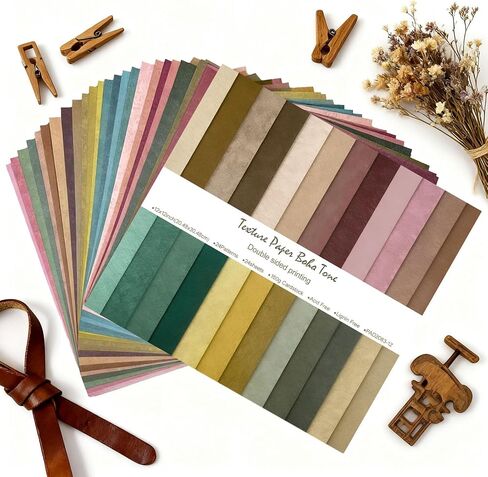 Scrapbook Paper 12x12 IN, 24 Sheets/24 Designs Double-Sided Textured Decorative Craft Paper for DIY Background Card Art Craft Making Photo Album -Boho Tone in Saudi Arabia