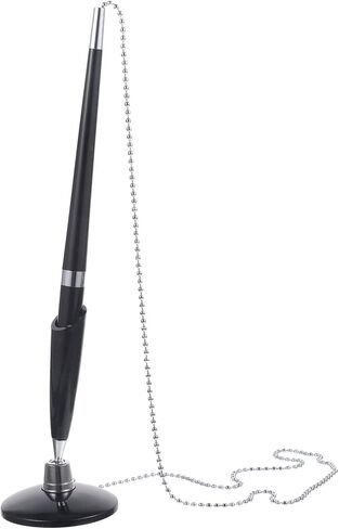 2pcs Black Delicate Business Ballpoint Pens with Chain Non Skid PP Desktop Security Pens for Check Writing Professional Office Stationery for Banks Hotels Conference Rooms in Saudi Arabia