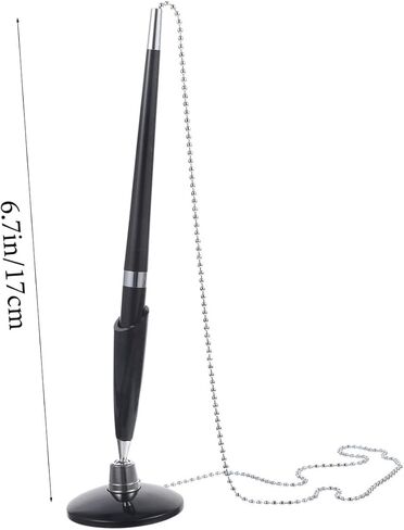 2pcs Black Delicate Business Ballpoint Pens with Chain Non Skid PP Desktop Security Pens for Check Writing Professional Office Stationery for Banks Hotels Conference Rooms in Saudi Arabia