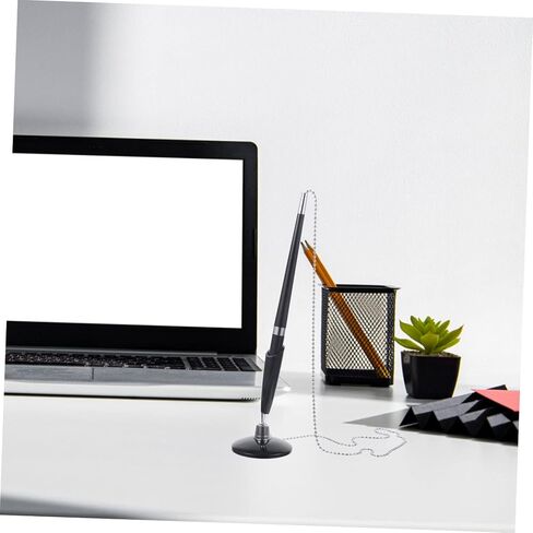 2pcs Black Delicate Business Ballpoint Pens with Chain Non Skid PP Desktop Security Pens for Check Writing Professional Office Stationery for Banks Hotels Conference Rooms in Saudi Arabia
