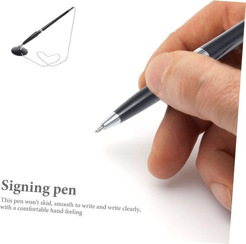Uonlytech 2pcs Multi Function Ballpoint Counter Pens with Chain for Business Office Use Smooth Writing Refillable Rotary Desk Pens for Hotels Banks Plastic Professional in Saudi Arabia
