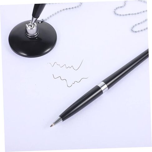 Uonlytech 2pcs Multi Function Ballpoint Counter Pens with Chain for Business Office Use Smooth Writing Refillable Rotary Desk Pens for Hotels Banks Plastic Professional in Saudi Arabia