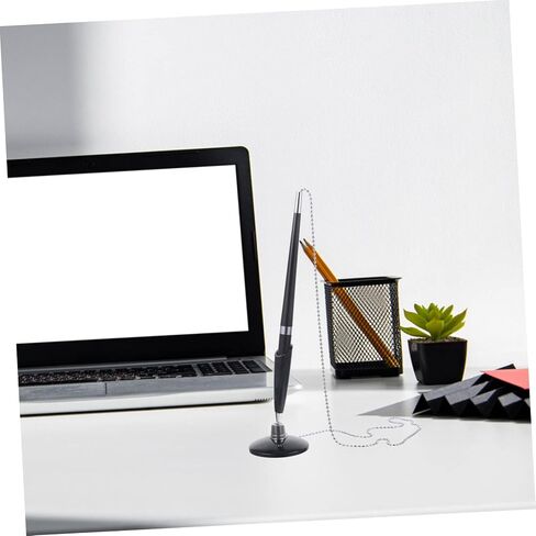 Uonlytech 2pcs Multi Function Ballpoint Counter Pens with Chain for Business Office Use Smooth Writing Refillable Rotary Desk Pens for Hotels Banks Plastic Professional in Saudi Arabia