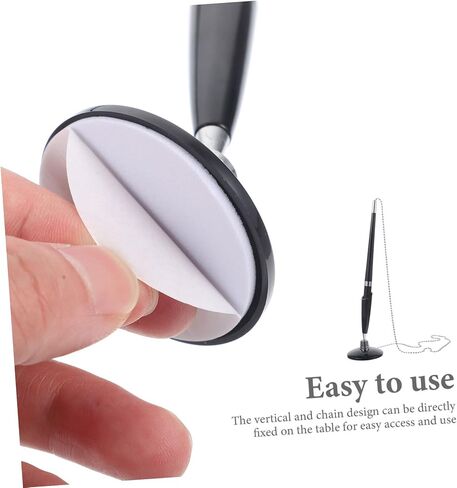 2pcs Black Desktop Pens with Chain Design Smooth Writing PP Plastic Fixed Signature Pens for Office Hotel Bank Counters Easy Refill Replacement in Saudi Arabia