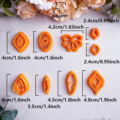 9pcs Boho Art Deco Polymer Clay Cutters | قاطعات طين ريشة المروحة المروحة | مجموعات صنع المجوهرات | بوليمر الطين إمدادات | قواطع الطين البوليمر لصنع المجوهرات in Kuwait