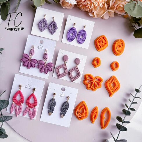 9pcs Boho Art Deco Polymer Clay Cutters | قاطعات طين ريشة المروحة المروحة | مجموعات صنع المجوهرات | بوليمر الطين إمدادات | قواطع الطين البوليمر لصنع المجوهرات in Kuwait