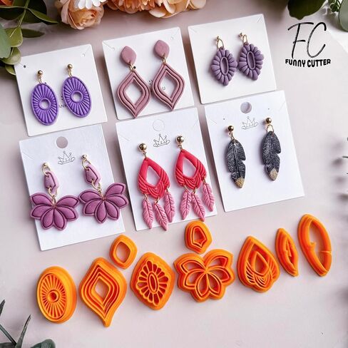 9pcs Boho Art Deco Polymer Clay Cutters | قاطعات طين ريشة المروحة المروحة | مجموعات صنع المجوهرات | بوليمر الطين إمدادات | قواطع الطين البوليمر لصنع المجوهرات in Kuwait