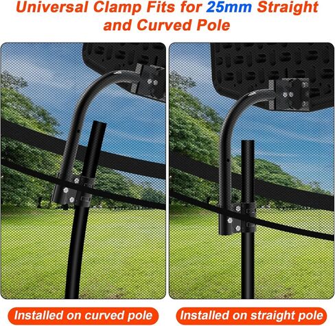 Trampoline Basketball Hoop, Easy to Install Basketball Hoop for Trampoline with Mini Ball and Pump, Basketball Hoop with Protective Net Fit for 25mm Straight Pole and Curved Pole Trampoline in Saudi Arabia