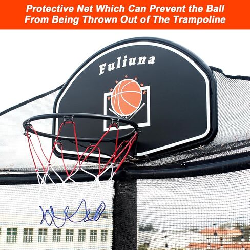 Trampoline Basketball Hoop, Easy to Install Basketball Hoop for Trampoline with Mini Ball and Pump, Basketball Hoop with Protective Net Fit for 25mm Straight Pole and Curved Pole Trampoline in Saudi Arabia