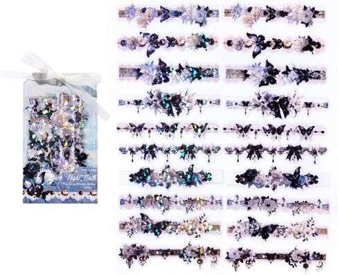 Mafeloe 20 Pitch Pet Scrapbook Stickers ، اللوازم الجمالية لمجلة Junk Bullet Diary Album Calendars Decoration-Long Strip Butterfly & Flower-Pink (D-Y3-L-YCMJ) in Saudi Arabia