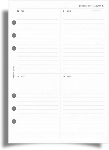 Cloth & Paper 2026 Dated Weekly Planner Inserts - Monday Start | A5 Size 5.8 x 8.3 Inches | Vertical Weekly Layout, 215 | Minimal Agenda Refill | 6 Ring A5 Binder Planner Inserts in Kuwait