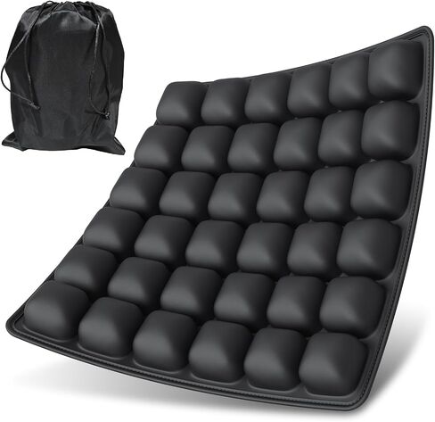 Inflatable Seat Cushion for Air Travel with Built-in Manual Pump, Portable, Breathable, Non-Slip, Waterproof Lycra Cover (Black) in Saudi Arabia