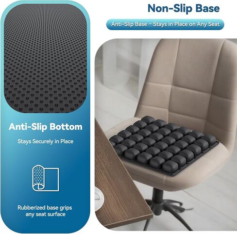 Inflatable Seat Cushion for Air Travel with Built-in Manual Pump, Portable, Breathable, Non-Slip, Waterproof Lycra Cover (Black) in Saudi Arabia