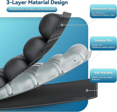 Inflatable Seat Cushion for Air Travel with Built-in Manual Pump, Portable, Breathable, Non-Slip, Waterproof Lycra Cover (Black) in Saudi Arabia