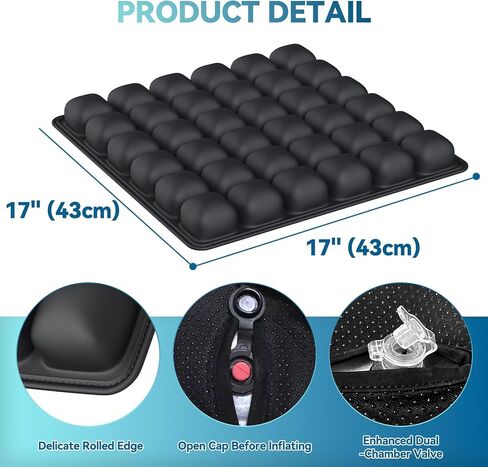 Inflatable Seat Cushion for Air Travel with Built-in Manual Pump, Portable, Breathable, Non-Slip, Waterproof Lycra Cover (Black) in Saudi Arabia