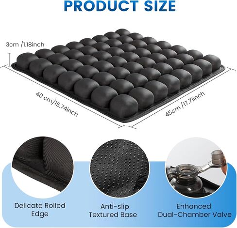 Travel Seat Cushion, Inflatable Airplane Seat Cushion for Travel, 56 Bubbles Portable Car Seat Cushions for Long Flights Office Chair, Wheelchair, Camping, Home Living (Black) in Saudi Arabia