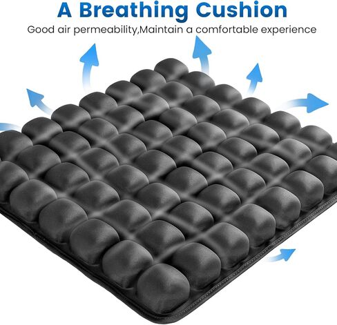 Travel Seat Cushion, Inflatable Airplane Seat Cushion for Travel, 56 Bubbles Portable Car Seat Cushions for Long Flights Office Chair, Wheelchair, Camping, Home Living (Black) in Saudi Arabia