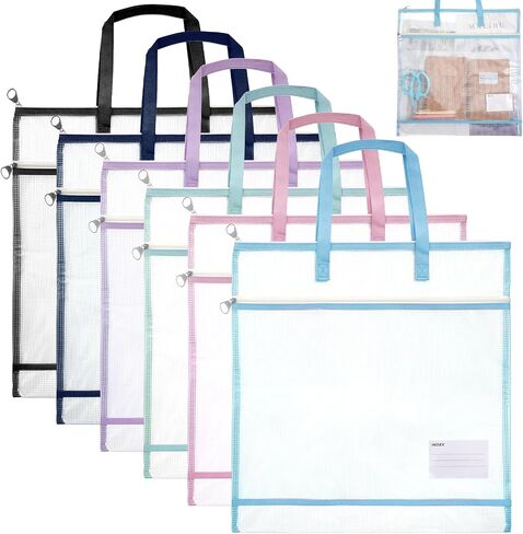 6pcs خياطة حقيبة المشروع 16.5 × 16.5 '' خياطة اللحف تخزين منظم مع مقبض حقيبة مشروع الإبرة Jumbo لخياطة أكياس شبكة محمولة فينيل السوست in Saudi Arabia