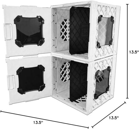 Cratevinyl - Crate Storage Crate Crate Crate Modular Cube لألبومات LP مع مقسم ولوحان واضحان (صناديق أسود - ألواح اللون الأزرق) in Kuwait