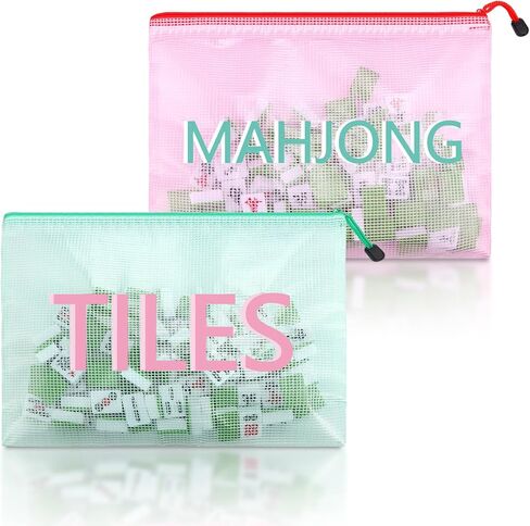 2 حزمة 13.6 × 9.7 بوصة فارغة Mahjong Tile Bag American PVC Clear Mahjong Case Size 166 Broof Shippered Storage Tile Rack Bag for Game Lover Gift Travel ، Case Only in Kuwait