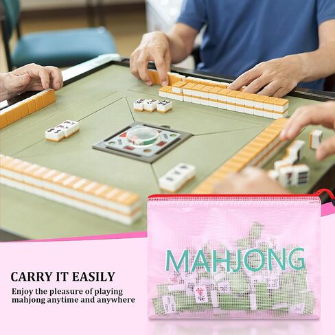 2 حزمة 13.6 × 9.7 بوصة فارغة Mahjong Tile Bag American PVC Clear Mahjong Case Size 166 Broof Shippered Storage Tile Rack Bag for Game Lover Gift Travel ، Case Only in Kuwait
