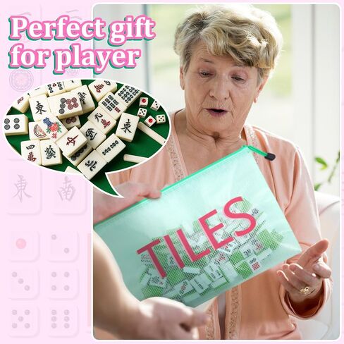 2 حزمة 13.6 × 9.7 بوصة فارغة Mahjong Tile Bag American PVC Clear Mahjong Case Size 166 Broof Shippered Storage Tile Rack Bag for Game Lover Gift Travel ، Case Only in Kuwait