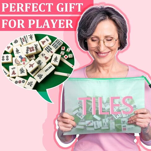 2 حزمة 13.6 × 9.7 بوصة فارغة Mahjong Tile Bag American PVC Clear Mahjong Case Size 166 Broof Shippered Storage Tile Rack Bag for Game Lover Gift Travel ، Case Only in Saudi Arabia